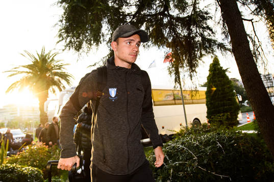 Andreas Vindheim of Malmö FF arrives at the hotel