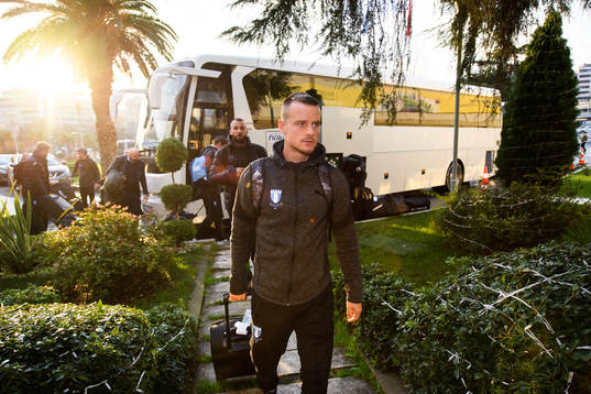 Eric Larsson of Malmö FF arrives at the hotel