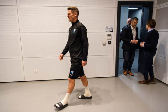 Markus Rosenberg of Malmö FF arrives at a press conference