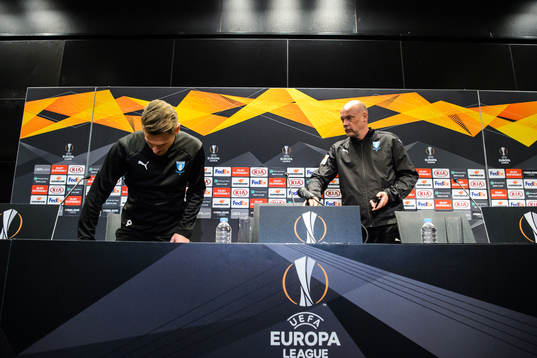 Markus Rosenberg and head coach Uwe Rösler of Malmö FF