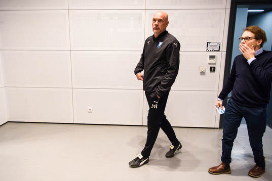 Head coach Uwe Rösler of Malmö FF arrives at a press