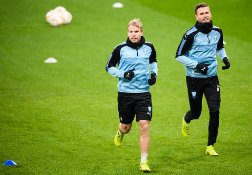 Oscar Lewicki and Arnór Ingvi Traustason of Malmö FF