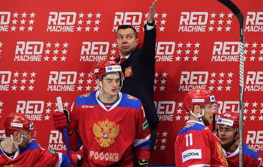 Russia's head coach Ilya Vorobyov reacts