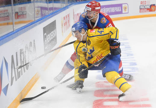 Sweden's Tom Nilsson, left, and Russia's Anton Slepyshev