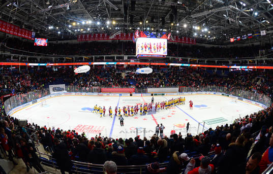 Russia's and Sweden's players shake hands