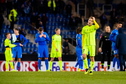 Kristoffer Zachariassen of Sarpsborg 08 looks dejected