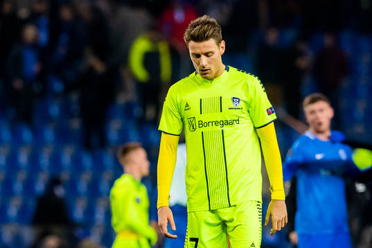 Kristoffer Zachariassen of Sarpsborg 08 looks dejected