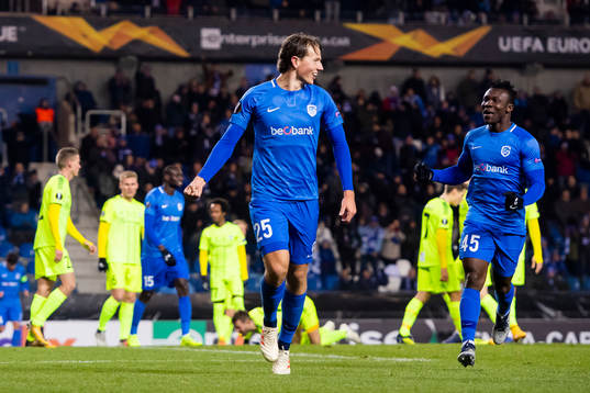 Sander Berge of Genk celebrates