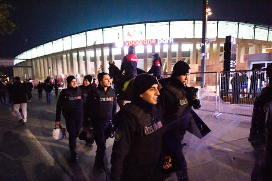 Police outside the stadium prior to the Europa league match