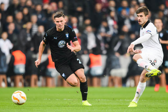 Marcus Antonsson of Malmö FF and Dorukhan Toköz of