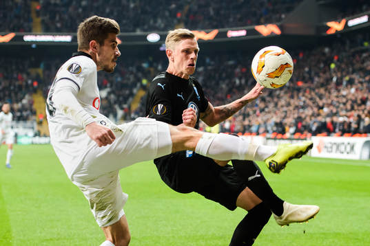 Sören Rieks of Malmö FF and Dorukhan Toköz of Besiktas