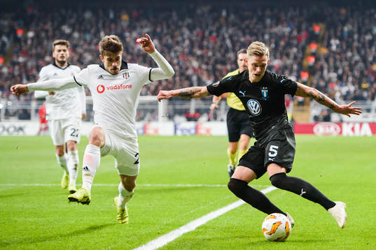 Sören Rieks of Malmö FF and Dorukhan Toköz of Besiktas