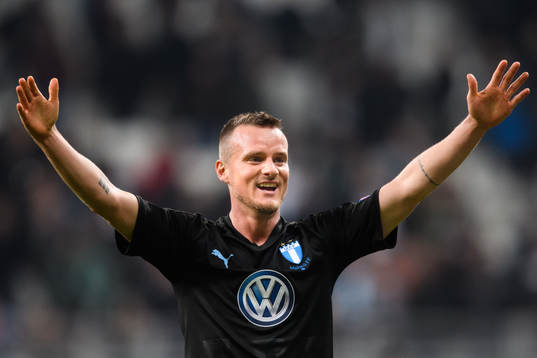 Eric Larsson of Malmö FF celebrates