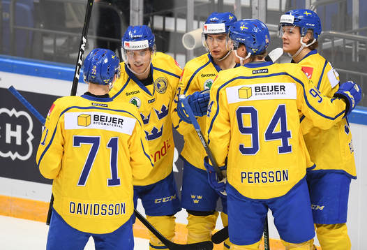 Sweden's players celebrate their goal