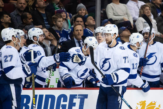 Victor Hedman of Tampa Bay Lightning celebrates together