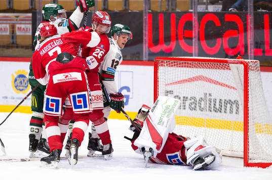 Timrås Marcus Hardegård, Hampus Larsson och Frölundas
