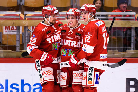 Timrås Anton Wedin och Christoffer Jansson jublar