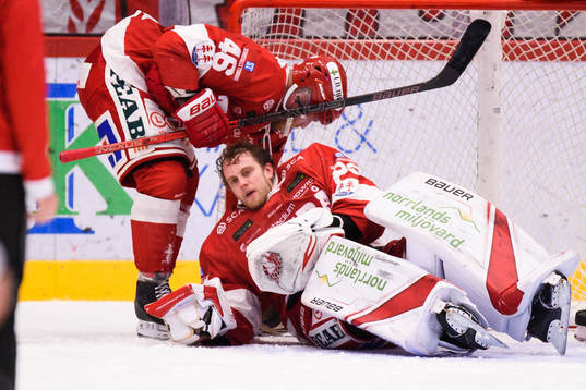Timrås målvakt Niklas Svedberg har ont