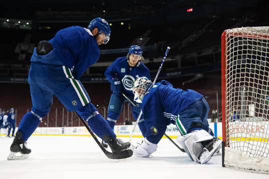 Josh Leivo, Markus Granlund and Jacob Markström