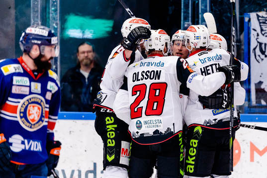 Malmö Redhawks spelare jublar