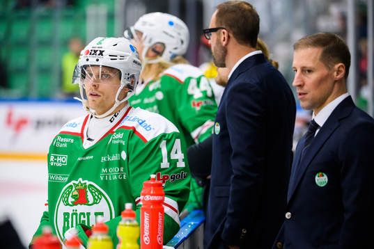 Rögles Trevor Mingoia och tränare Cam Abbott
