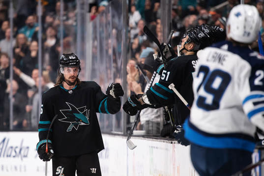 Erik Karlsson of San Jose Sharks celebrates