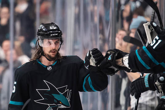 Erik Karlsson of San Jose Sharks celebrates