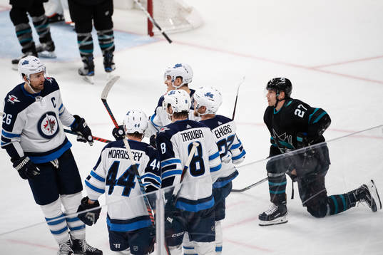 Players of Winnipeg Jets celebrate