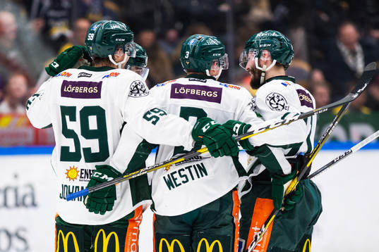 Färjestads Linus Johansson, Jens Westin och Jesse Virtanen