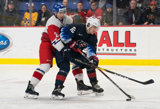 Radim Salda #21 of the Czech Republic tries to tie up Logan