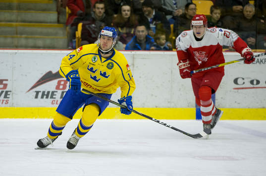 Sweden forward Hugo Leufvenius (14)  in action  against