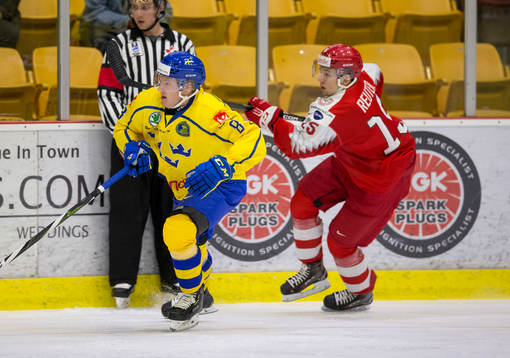 Sweden defenceman Rasmus Sandin (8)  in action  against