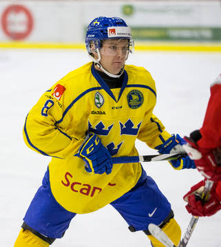 Sweden defenceman Rasmus Sandin (8)  in action  against