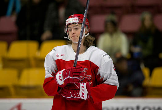 Denmark defenceman Malte Setkov (3)  in action  against
