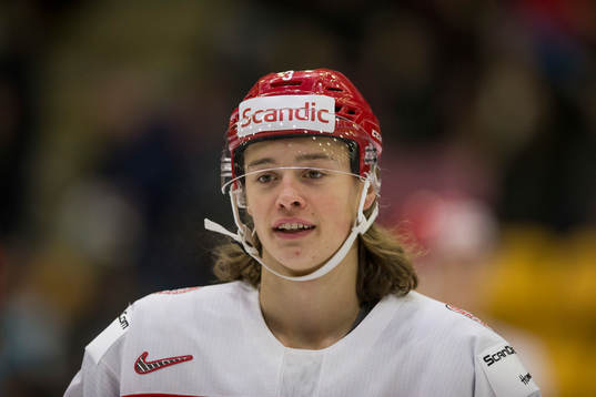 Denmark defenceman Malte Setkov (3)  in action  against