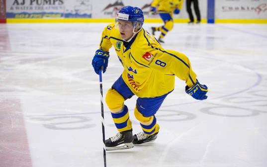 Sweden defenceman Rasmus Sandin (8)  in action  against