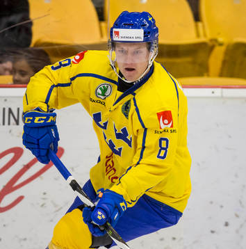 Sweden defenceman Rasmus Sandin (8)  in action  against
