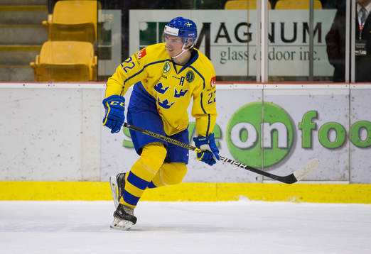 Sweden forward Isac Lundeström (22) in action