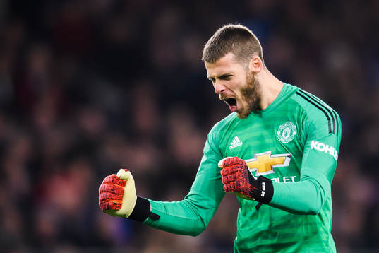 Goalkeeper David de Gea of Manchester United celebrates