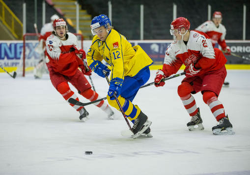 Sweden defenceman Erik Brännström (12) in action against