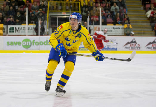 Sweden forward Isac Lundeström (22) in action