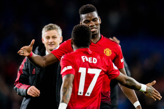 Paul Pogba, Fred and Ole Gunnar Solskjær, manager of