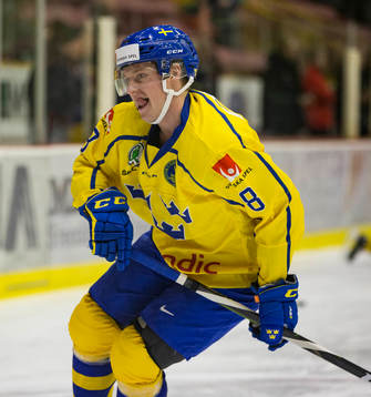 Sweden defenceman Rasmus Sandin (8)  in action  against