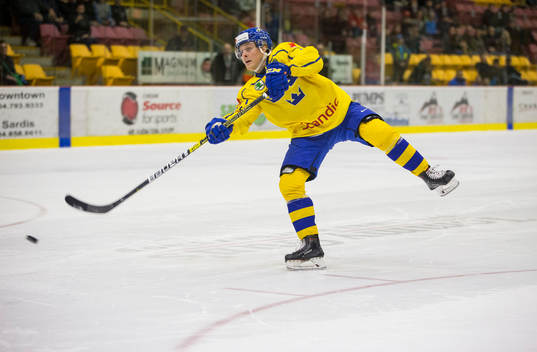 Sweden defenceman Adam Boqvist (3) in action in the
