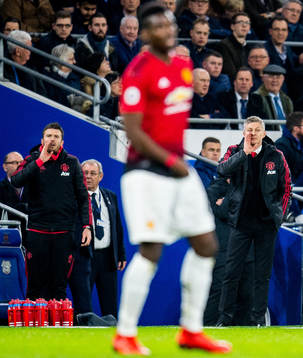 Michael Carrick and Ole Gunnar Solskjær, manager of