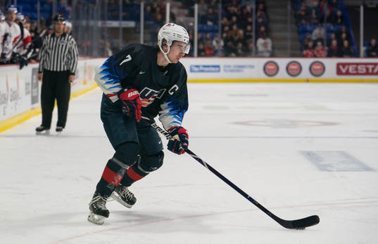 Quinn Hughes #7 of the United States