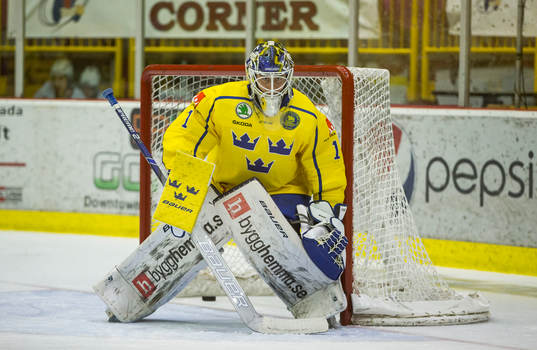 Sweden goalie Adam Åhman (1)  in action  against Denmark