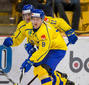 Sweden defenceman Rasmus Sandin (8)  in action  against