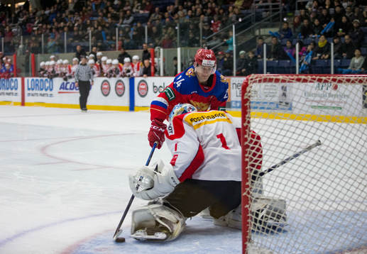 Russia forward Klim Kostin (24)  scores
