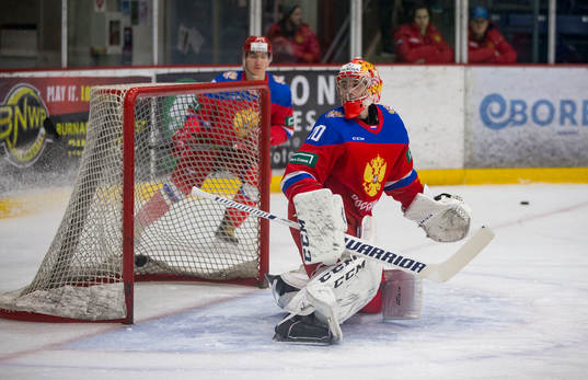 Russia goalie Daniil Tarasov (30)